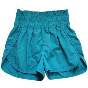 Zenana Smocked Waist Athletic Shorts Ice Blue Size Small